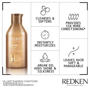 Redken All Soft Argan Oil Shampoo 300ml - Image 3